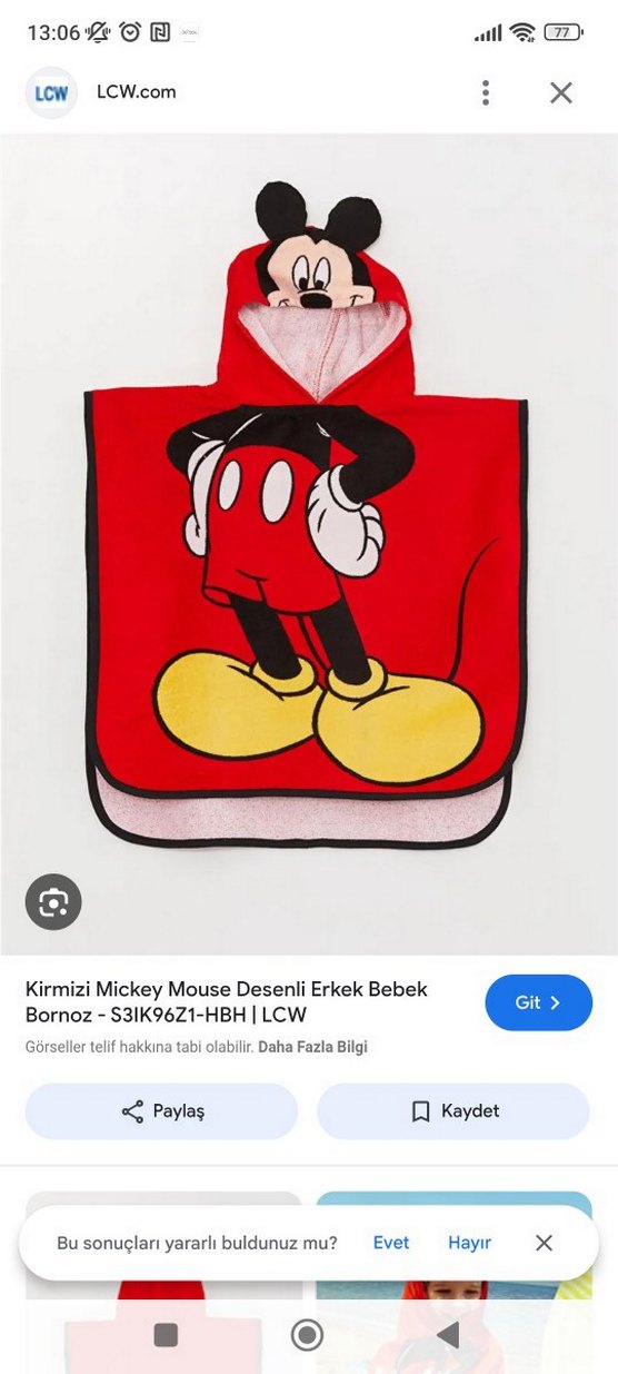 Çocuk Kırmızı Kapüşonlu Baskılı Panço - Görsel 3