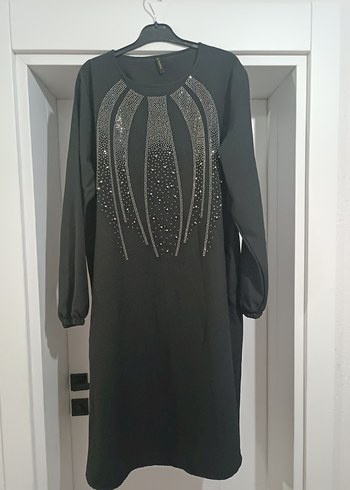 Siyah Uzun Kollu Payetli Uzun Elbise - Görsel 5