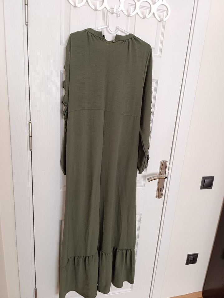 Uzun Kollu Fırfırlı Elbise - Görsel 3