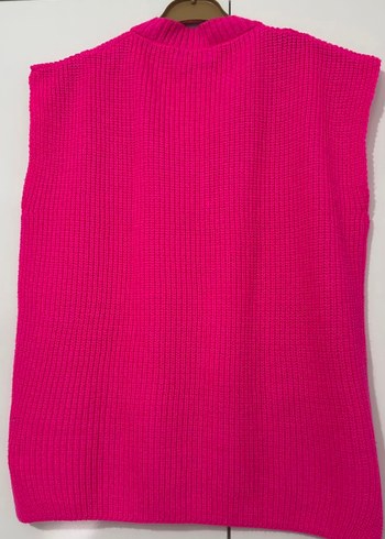 Pembe V Yaka Örgü Kadın Süveter - Görsel 2