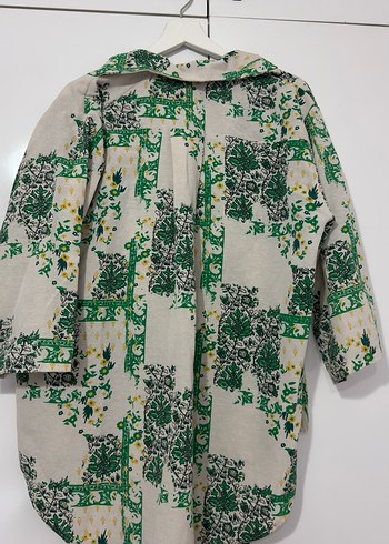 Uzun Kesim, Düğmeli Bohem Keten Kimono - Görsel 2