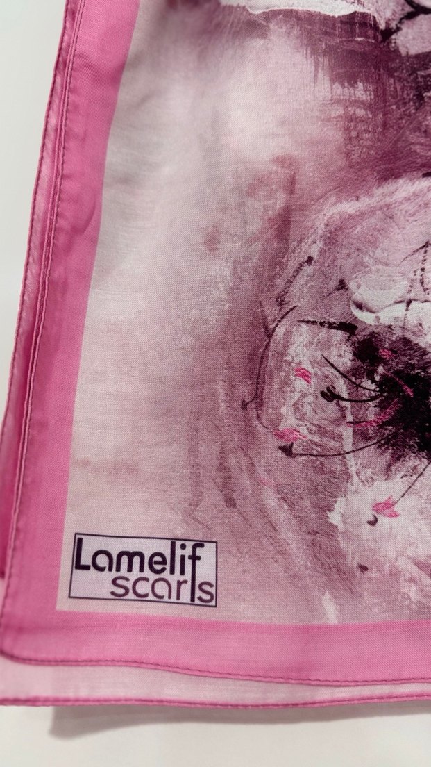 Lamelif Pembe Desenli Şal - Görsel 2