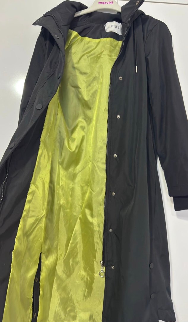 Kadın Siyah Uzun Astarlı Trenç - Görsel 2