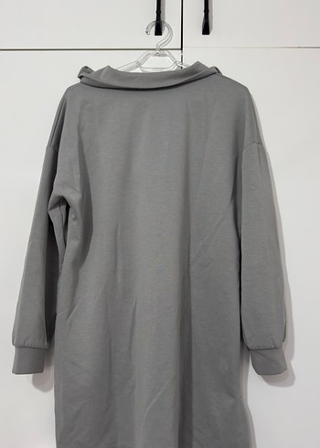 Gri Kapüşonlu Yarım Fermuarlı Sweatshirt - Görsel 2