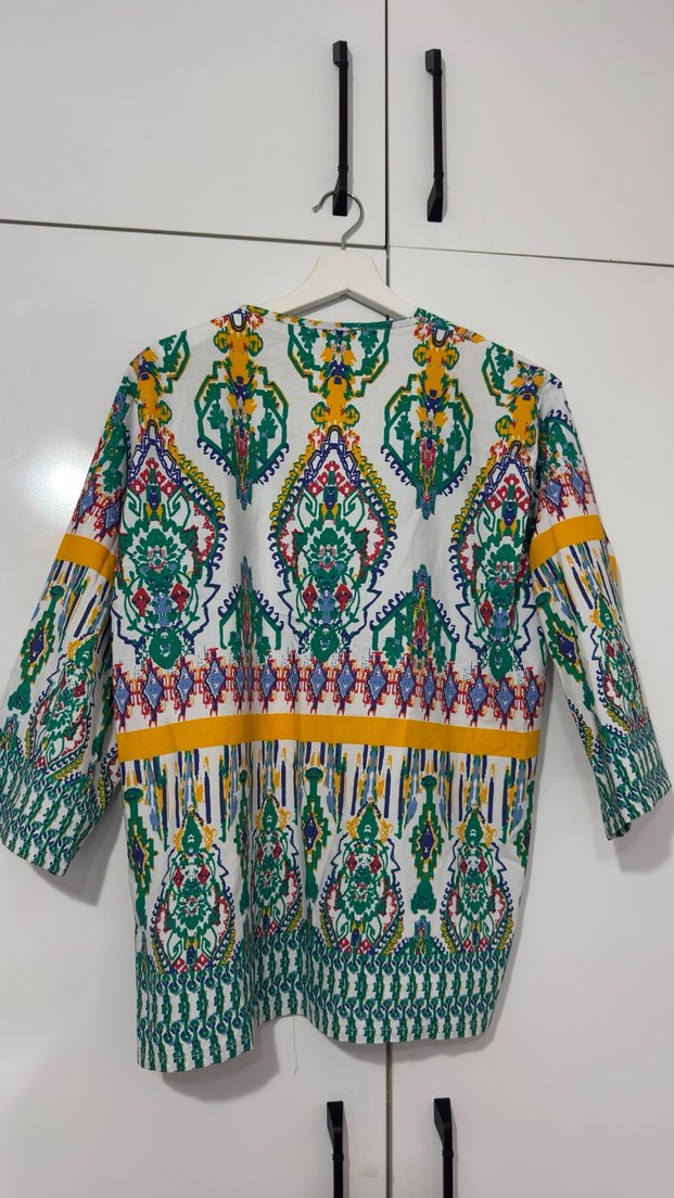 Renkli Bohem Uzun Kollu Kadın Kimono - Görsel 2