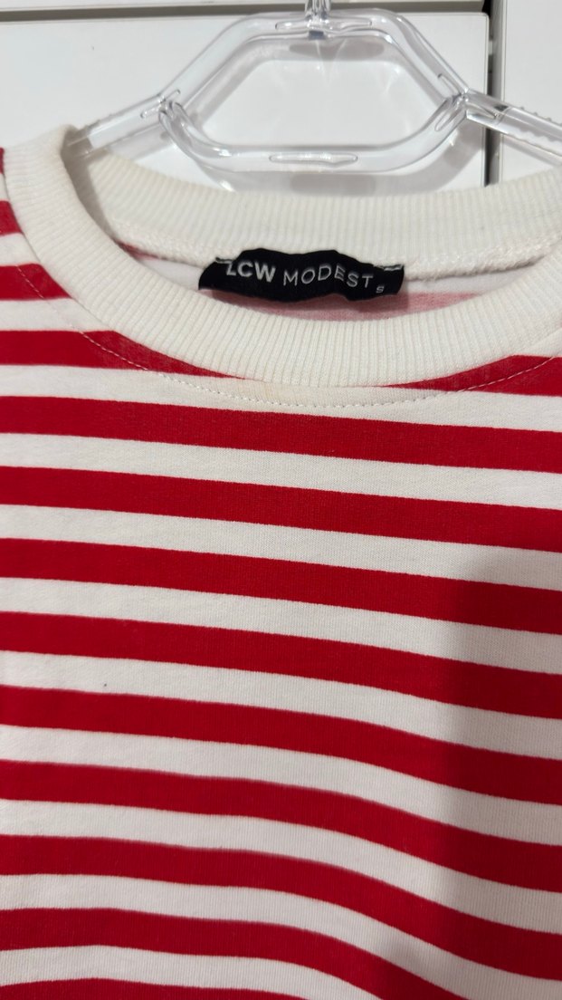 Kadın Kırmızı Çizgili Tunik - Görsel 2