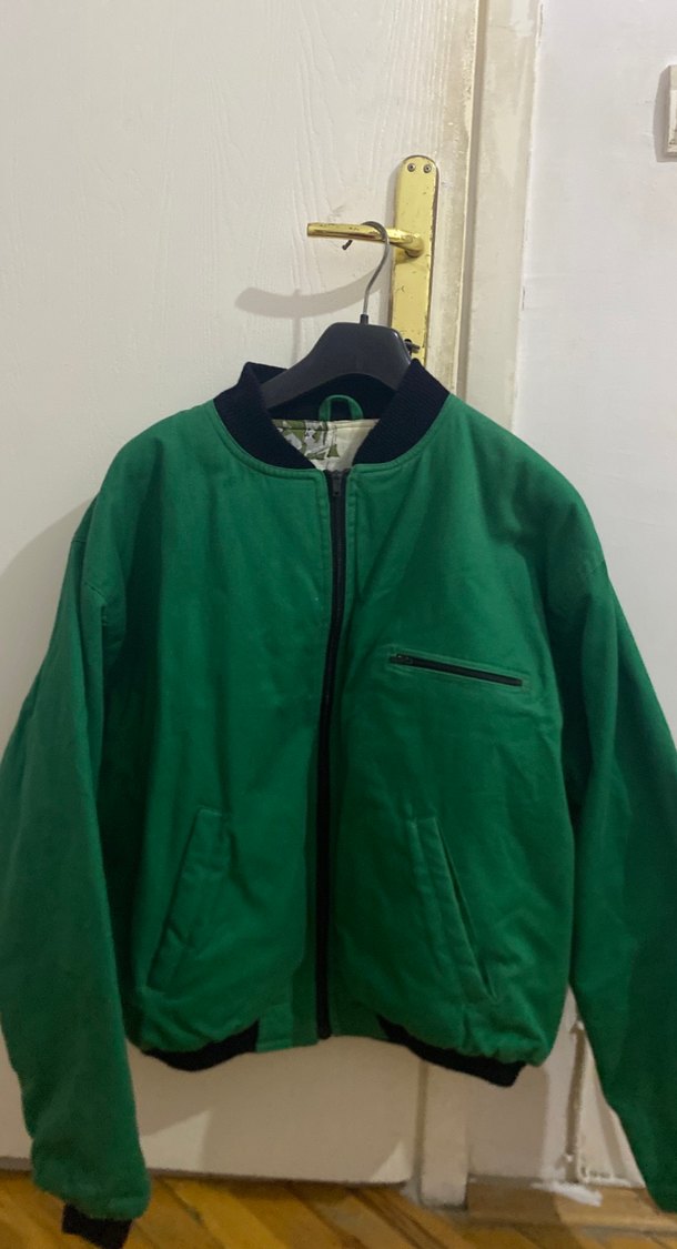 Yeşil Erkek Midi Boy Fermuarlı Ceket - Görsel 3