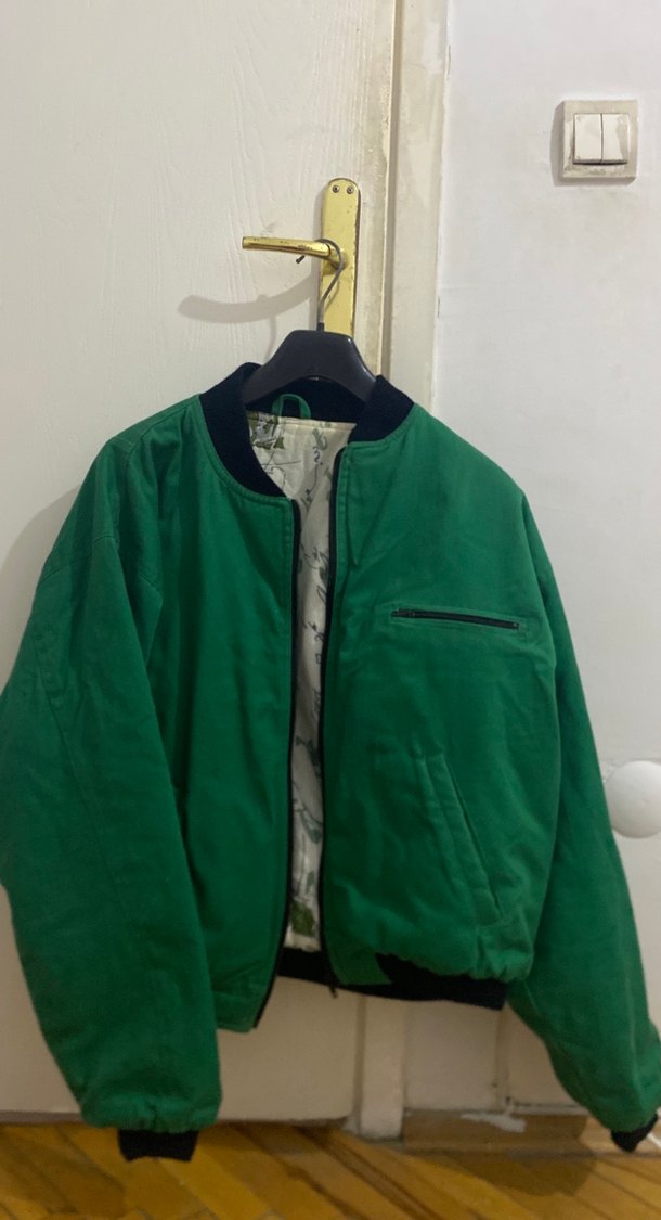 Yeşil Erkek Midi Boy Fermuarlı Ceket - Görsel 2