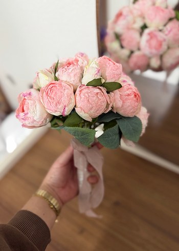 Dantel Detaylı Pastel Pembe Gelin Buketi - Görsel 3