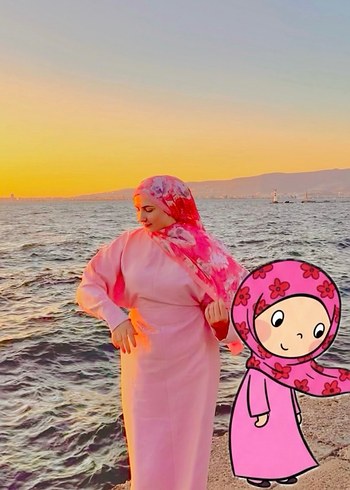 Pembe Keten Uzun Kollu Salaş Elbise - Görsel 3