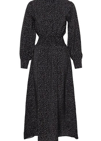 Uzun Kollu Siyah Piliseli Uzun Elbise - Görsel 4