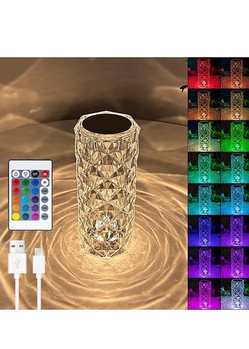 Beyaz Kristal Desenli Masa Lambası - Görsel 4