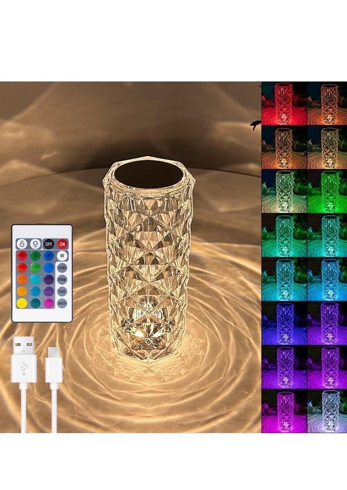 Beyaz Kristal Desenli Masa Lambası - Görsel 4