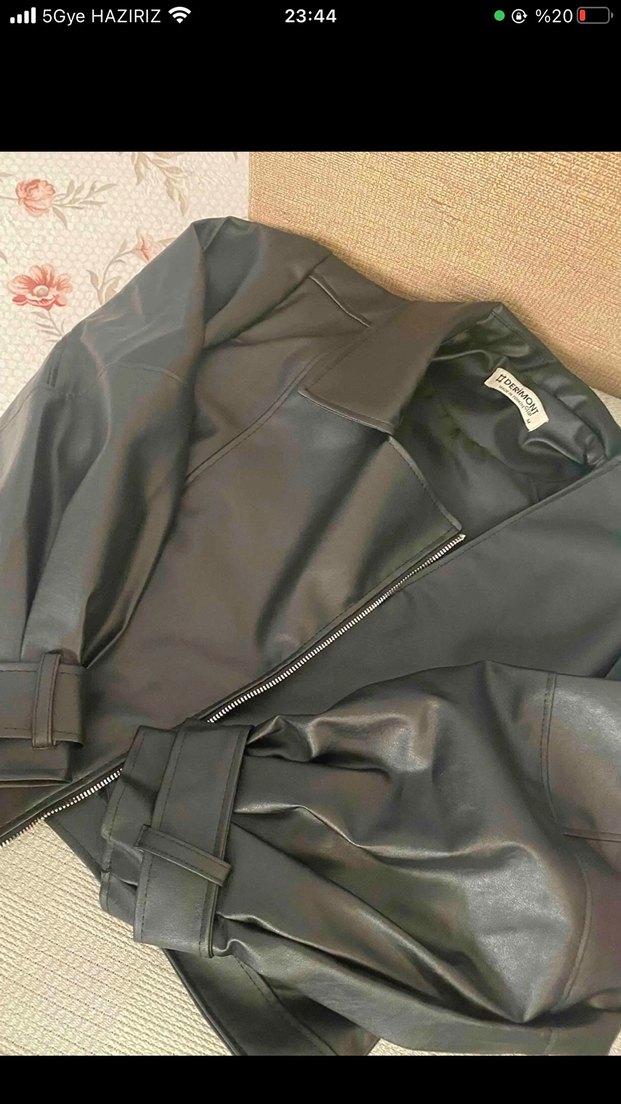 siyah Kadın Deri Biker Ceket - Görsel 2