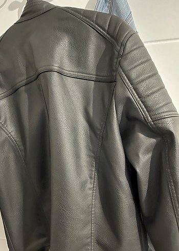 Erkek Siyah Deri Biker Ceket - Görsel 9