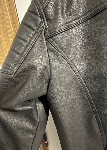 Erkek Siyah Deri Biker Ceket - Görsel 7