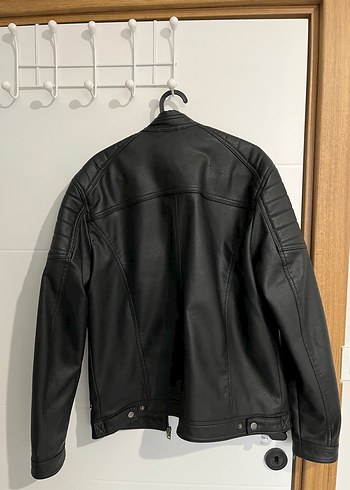Erkek Siyah Deri Biker Ceket - Görsel 2