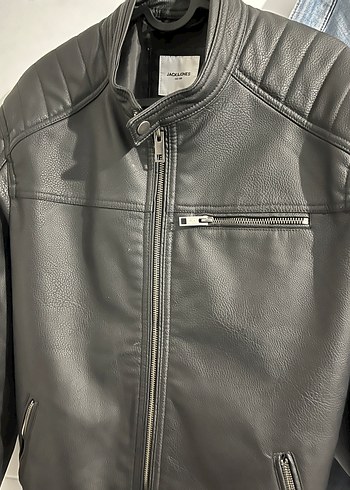 Erkek Siyah Deri Biker Ceket - Görsel 6