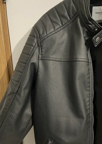 Erkek Siyah Deri Biker Ceket - Görsel 8