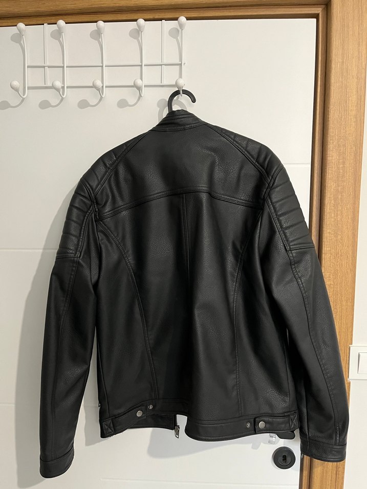 Erkek Siyah Deri Biker Ceket - Görsel 2