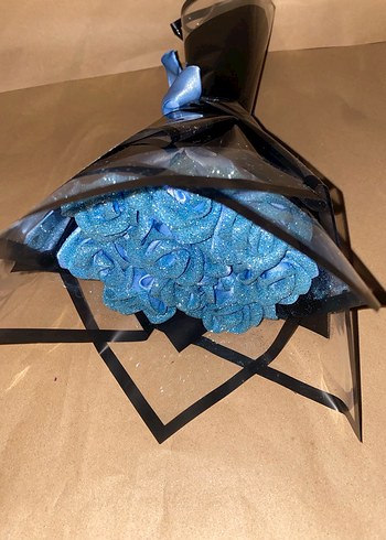 Mavi Parlak Güller ve Siyah Ambalaj - Görsel 2