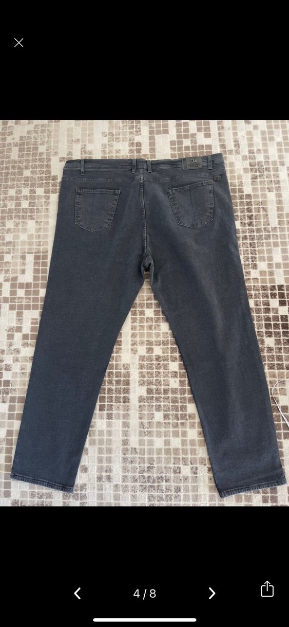 Gri Regular Fit Denim Erkek BATTAL Pantolon - Görsel 3