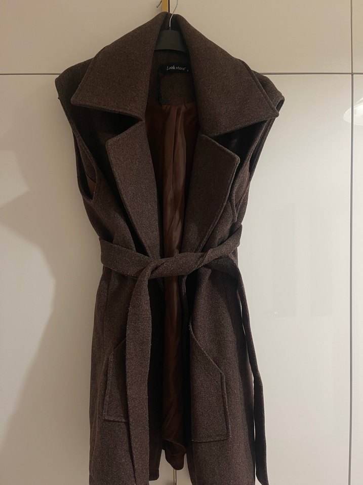 Kahverengi Kemerli Yün Yelek - Görsel 4