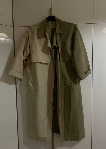 Kadın Keten Trenchcoat, Salaş Kesim, - Görsel 2
