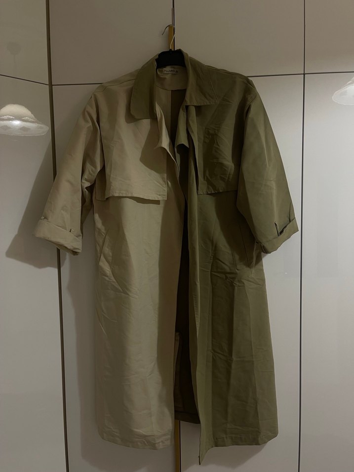 Kadın Keten Trenchcoat, Salaş Kesim, - Görsel 2