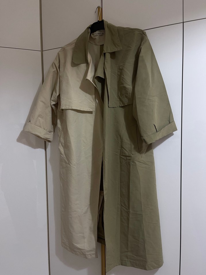 Kadın Keten Trenchcoat, Salaş Kesim, - Görsel 4