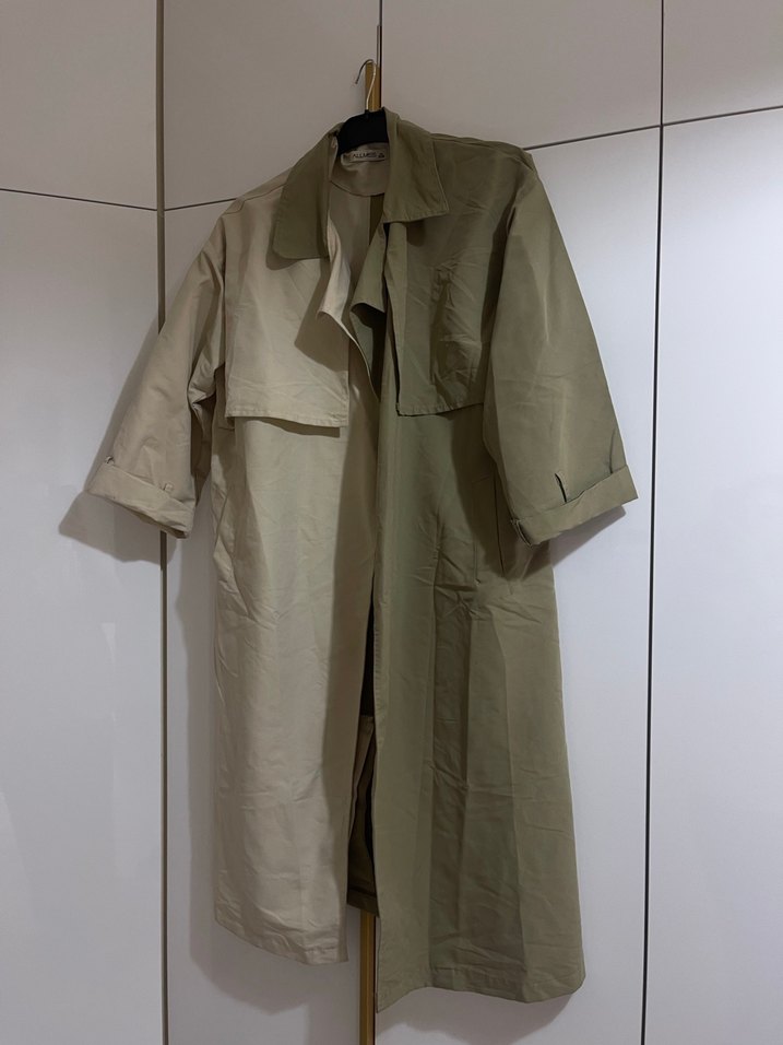 Kadın Keten Trenchcoat, Salaş Kesim, - Görsel 5