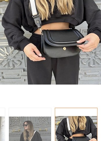 Tokalı Siyah Deri Kadın Çanta - Görsel 10