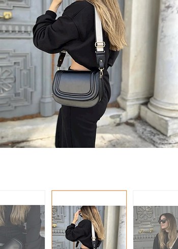 Tokalı Siyah Deri Kadın Çanta - Görsel 7