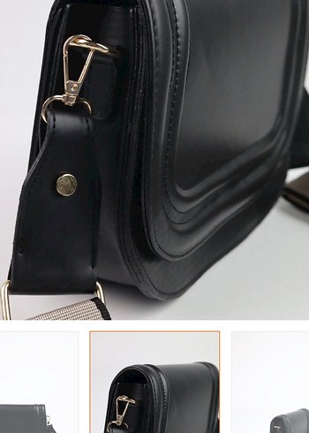 Tokalı Siyah Deri Kadın Çanta - Görsel 2