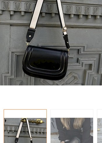 Tokalı Siyah Deri Kadın Çanta - Görsel 6