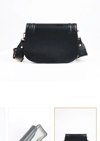 Tokalı Siyah Deri Kadın Çanta - Görsel 5