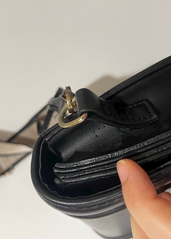 Tokalı Siyah Deri Kadın Çanta - Görsel 14