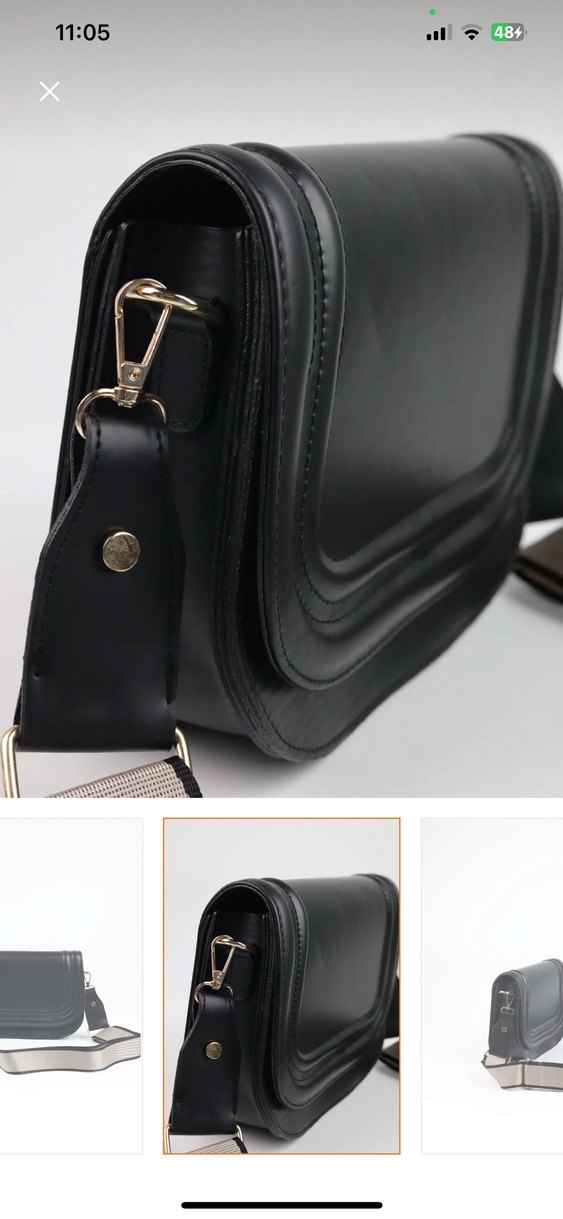 Tokalı Siyah Deri Kadın Çanta - Görsel 2