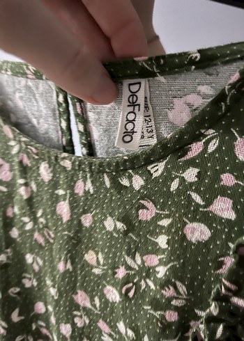 Kız Çocuk Yeşil Çiçek Desenli Uzun Kollu Elbise - Görsel 2