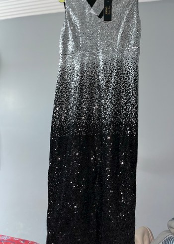 Gri Mini V Yaka Zincir Detaylı Kadın Elbise - Görsel 8