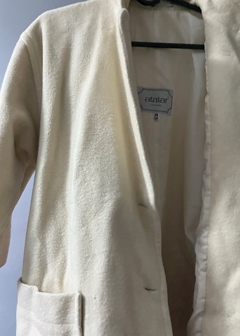 Bej Midi Kadın Kaban Yüksek Yakalı - Görsel 6