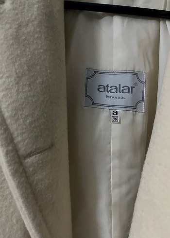 Bej Midi Kadın Kaban Yüksek Yakalı - Görsel 3