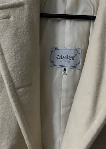 Bej Midi Kadın Kaban Yüksek Yakalı - Görsel 5