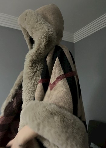 Kahverengi Kürk Detaylı Straplez Midi Elbise - Görsel 4