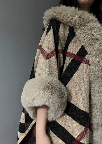 Kahverengi Kürk Detaylı Straplez Midi Elbise - Görsel 5