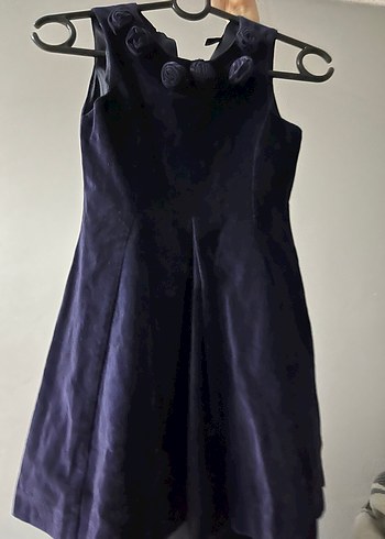 Lacivert Midi Gotik Yaka Fırfırlı Elbise - Görsel 4