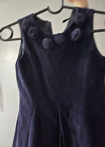 Lacivert Midi Gotik Yaka Fırfırlı Elbise - Görsel 5