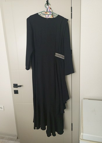 Uzun Kollu Siyah Dökümlü Kadın abi'ye elbise - Görsel 7