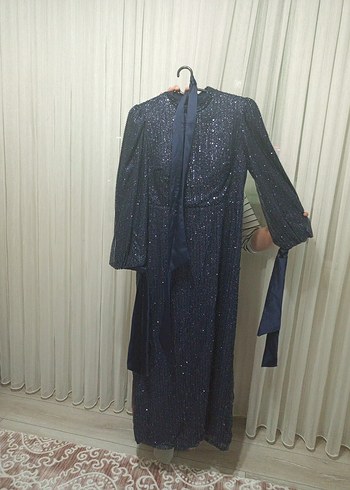 Yeni Elegans Mavi İşlemeli abiye - Görsel 3