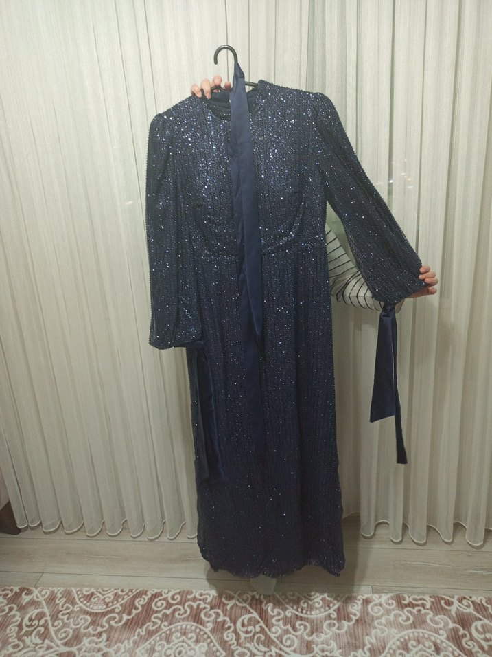 Yeni Elegans Mavi İşlemeli abiye - Görsel 5